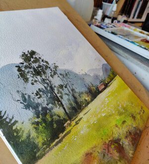 Bohinj Mountain Valley, Slovenia original watercolor painting