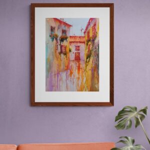 Mediterannean street Piran, Slovenia coast original watercolor painting